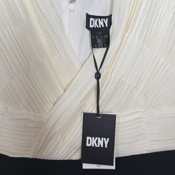 DKNY Women's 8 Semi Formal Cocktail Dress Sleeveless IVORY Bodice BLACK Skirt - Picture 16 of 16